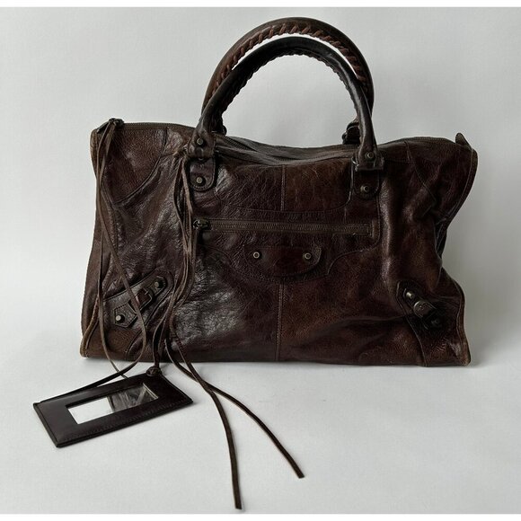BALENCIAGA WORK CITY TRAVEL BROWN LARGE LEATHER BAG - Picture 1 of 16